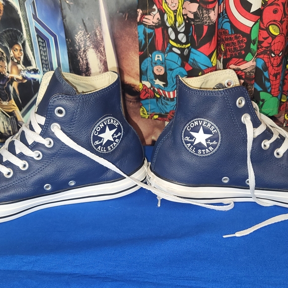 Converse Shoes | Navy Leather Converse High Top | Color: Blue Women 10 Men 8 - Picture 3 of 10
